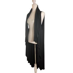 Shawl Dawls Womens OS Sleeveless Open Front Hi Low Cardigan Black Flowy NWOT